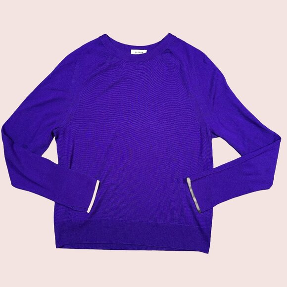 JIGSAW Merino Wool Jumper Sweater Royal Purple Crew Neck Size Medium - Picture 1 of 6